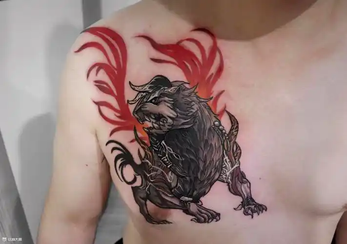 穷奇_胸部新传统纹身图案大全 - 纹身大咖