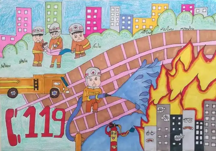 第三届儿童消防绘画比赛津南区获奖作品展示_小站