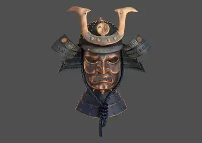 pbr日本面具头盔 武士 将军 护甲 帽子 防御 装备 防护 铠甲 盔甲