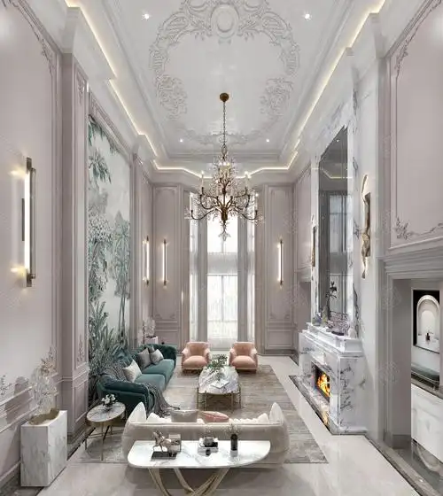 金臣别墅 现代简法法式 装修效果图_500~800㎡ 双拼别墅装修价格费用