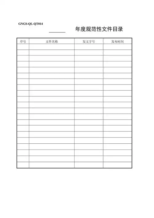企业年度规范性文件目录表doc1页doc
