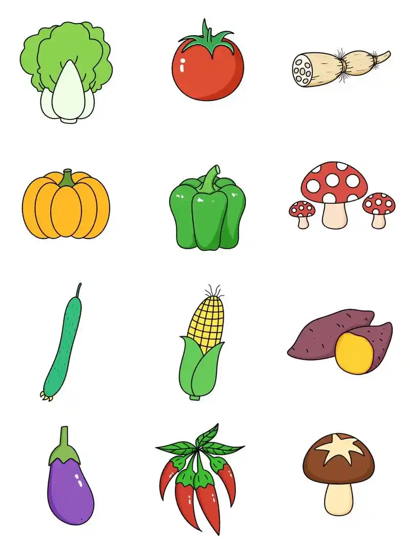 快来和柚子老师一起学习画各种各样的蔬菜简笔画