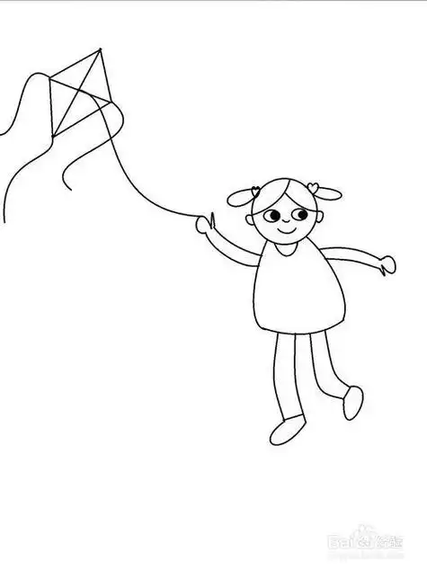 小女孩放风筝简笔画图片大全小女孩放风筝简笔画