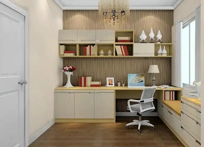 书房布置更是多姿多彩,图上的这款书房就很好的诠释了年轻一代的想法