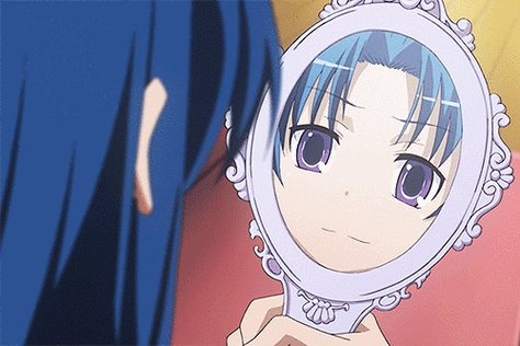 照镜子自恋开心gif动图_动态图_表情包下载_soogif