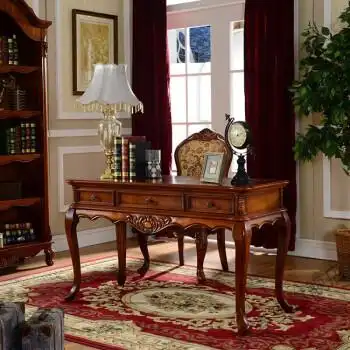 美式家具美式实木书桌欧式电脑桌小书桌复古实木书桌椅组合12米书桌