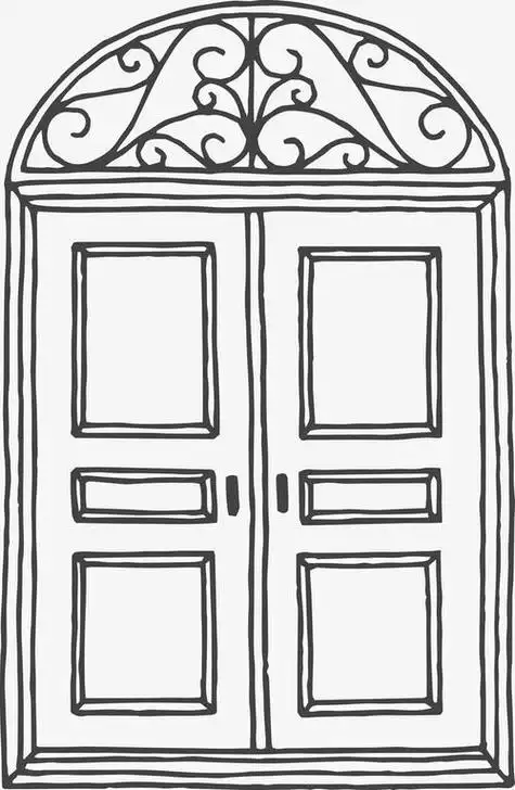 卡通简约简笔画黑白插画小清新自动旋转门简笔画简笔画 如何画防盗门