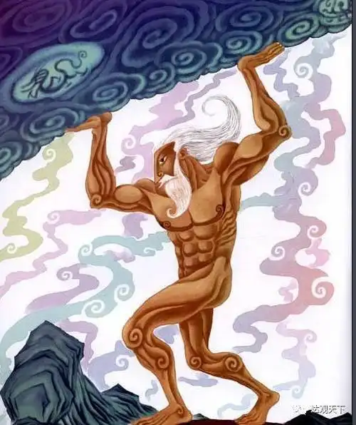 盘古顶天立地简笔画