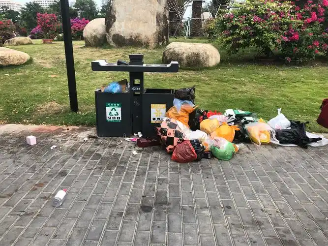 滨河公园居民垃圾乱扔乱放整改前