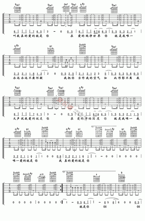 爱的就是你吉他谱-王力宏-高清六线谱图片谱
