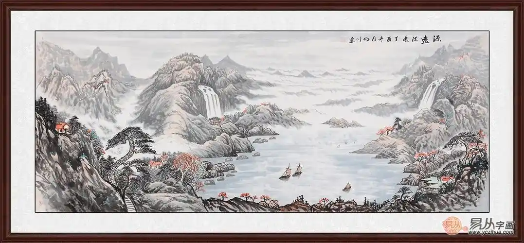 聚宝盆作品 山川新品国画山水画《源远流长》来源:易从网