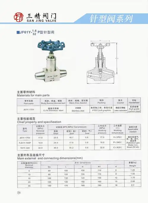 j61(63)y-16-320焊接式针型阀