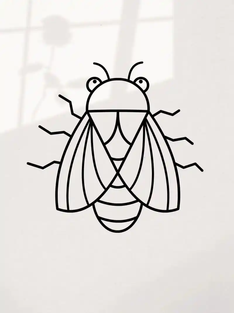 一看就会的简笔画:三角形画知了(蝉)