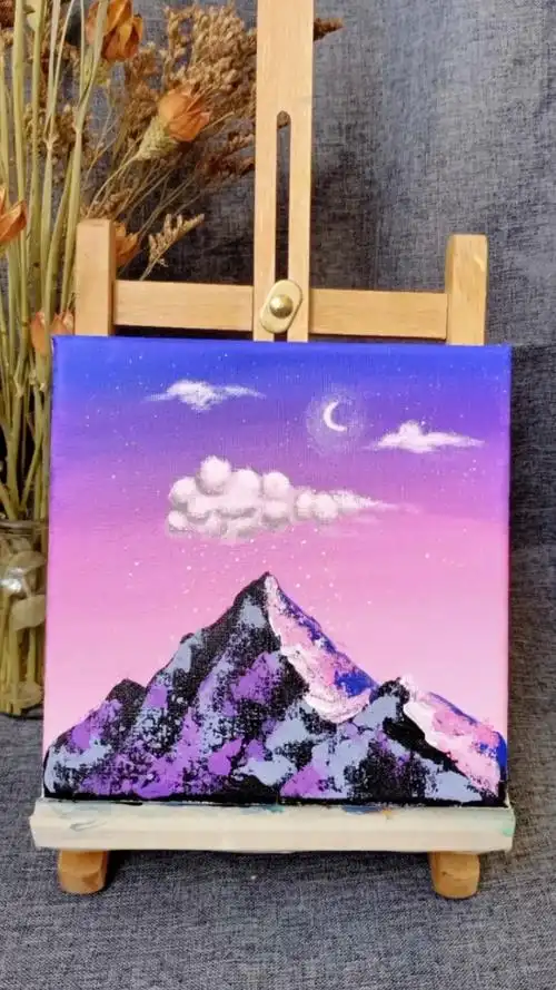 粉紫色的天空.简单易学丙烯画教程.