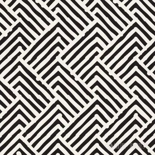 无缝抽象手绘图案. 矢量写意线条背景纹理. 墨笔笔画简单几何设计.