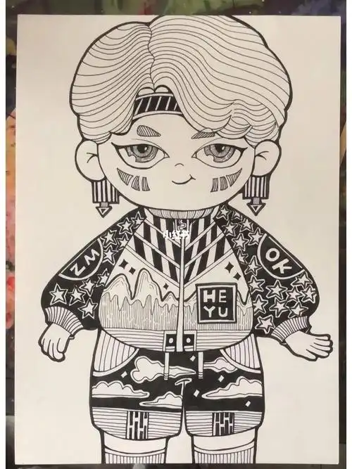 美术  #美术  #创意美术课件ppt  #创意线描  #线描人物  #人物漫画