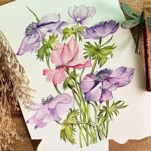 美女自学成才,仅用1年时间,画出超清新唯美水彩花卉,这意境太美,看跪.