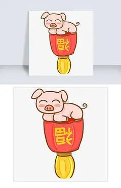 猪年送福灯笼可爱手绘喜气洋洋新年春节庆祝