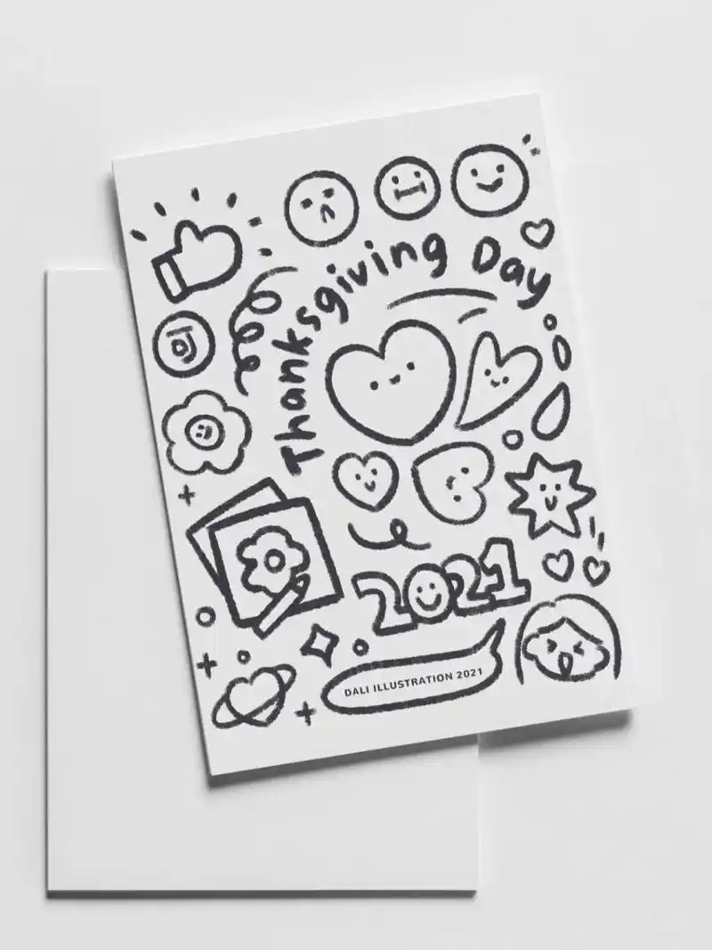 简笔画 | 感恩节涂鸦素材 简单的线条,简单的快乐78 doodle风格涂鸦