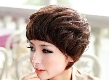 时尚纹理烫元素时尚女生短发纹理烫发型图片