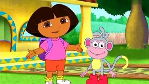 爱探险的朵拉第六季:朵拉和布茨通过小矮人的桥,大家去游戏场玩