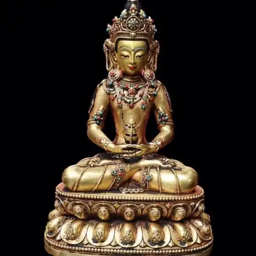 佛缘汇 全鎏金纯铜常寿佛佛像无量寿佛藏传佛教佛堂供佛摆件