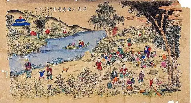 杨柳青年画·庆丰年从唐代到明代,虽跨越千年,但是社日的场景却宛如