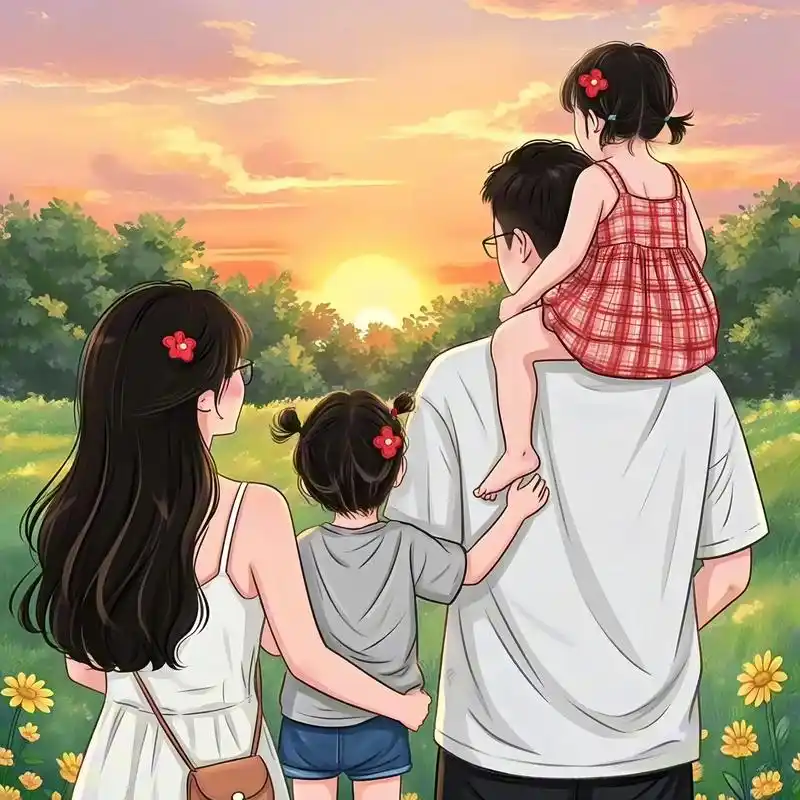 一家四口的亲子头像.#亲子头像来了 #亲子头像来了 #全家同