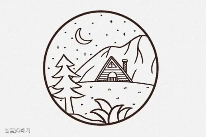 简笔画简单黑白风景简笔画图片简笔画黑白风景小插画bydavidrollyn67