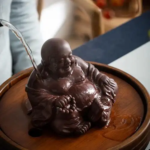 紫砂茶宠摆件弥勒佛可和尚茶桌茶艺招财茶具茶宠摆件