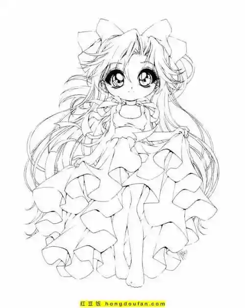 12张可爱的q版小仙子美少女卡通公主涂色图片-红豆饭小学生简笔画大全