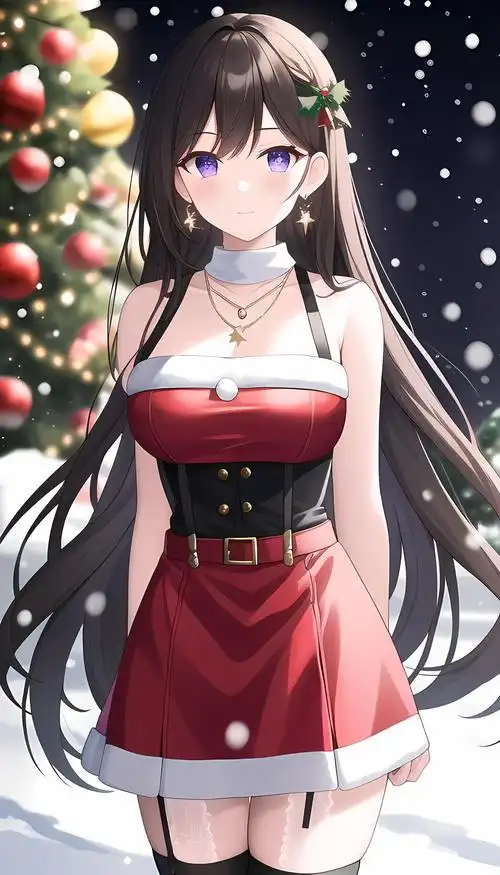 圣诞主题#二次元 #壁纸 #次元ai绘画 #动漫 - 抖音