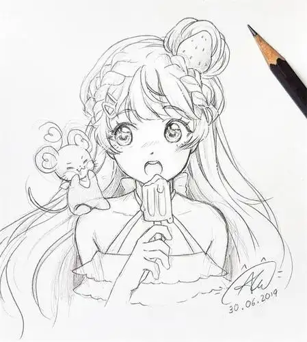 适合新手临摹的动漫人物铅笔稿,超简单,还不收藏吗?