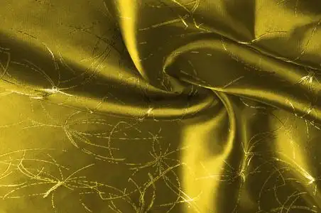 纹理丝绸面料金黄色与图案.