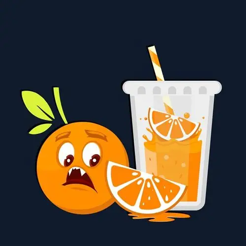 橙汁饮品卡通水果人物卡通果汁橙子水果表情包卡通橙子切片图片卡通