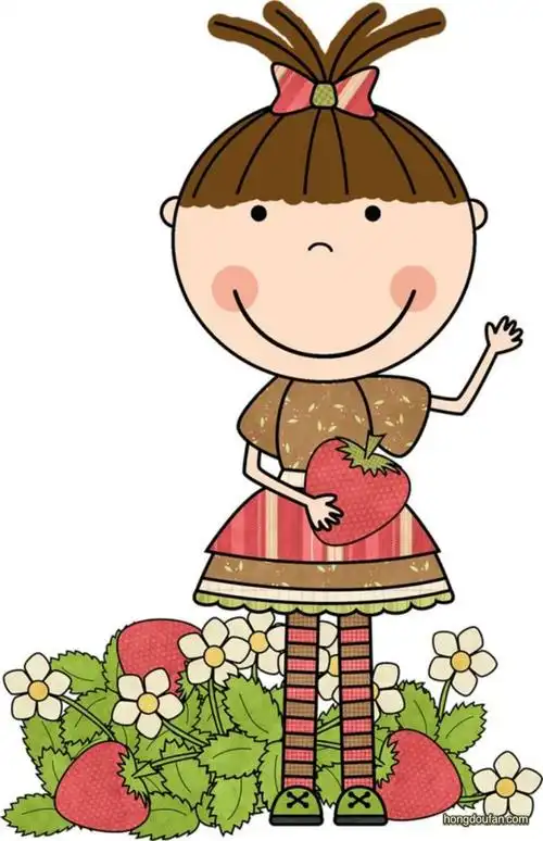 可爱的妹妹和草莓要如何画草莓女生卡通儿童简笔画大全