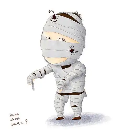 温馨的亲子儿童插画,看书,海边抓鱼,万圣节木乃伊