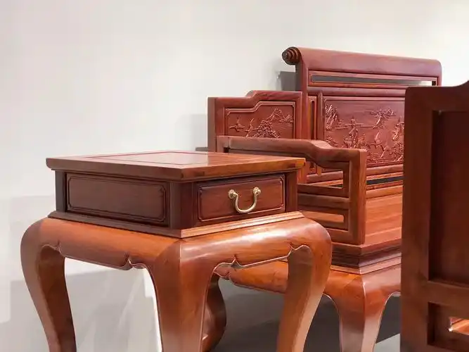 红桥红 家具严选 缅甸花梨(大果紫檀) 【直背带雕花 卷书沙发八件套】