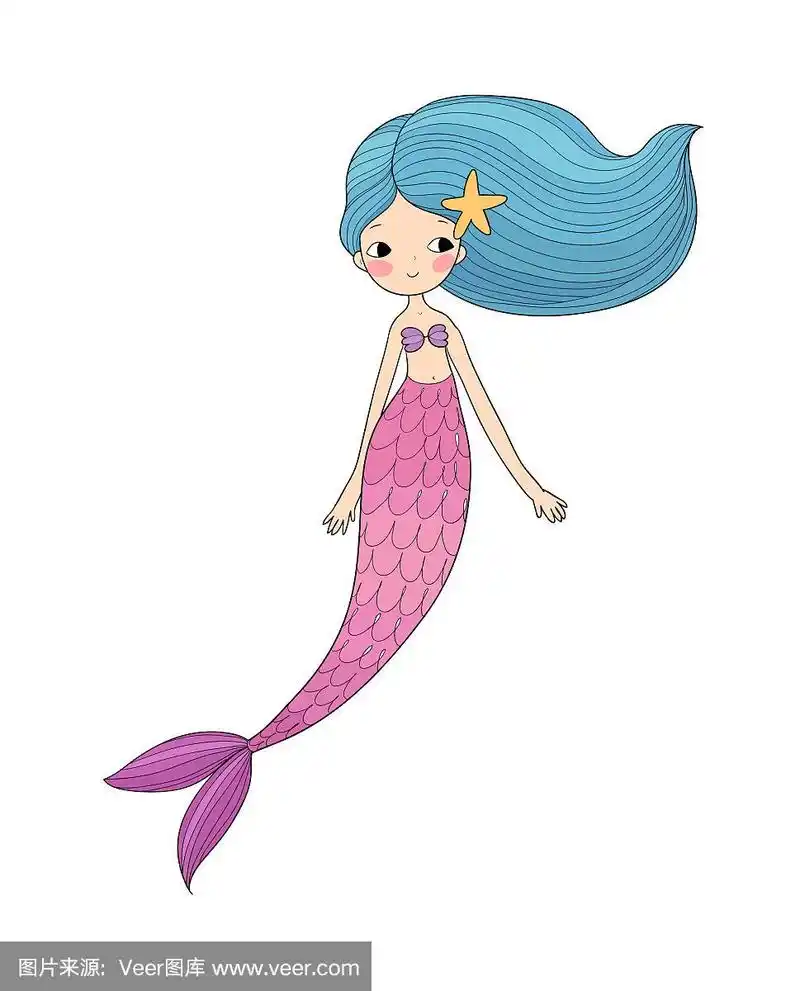 可爱的,美人鱼,海洋,分离着色,动画片