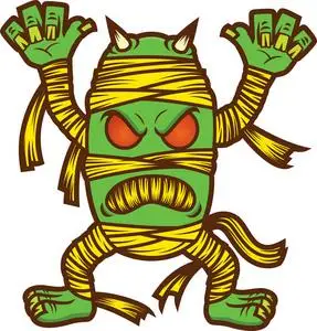 白色衬底上分离出的怪物木乃伊僵尸卡通插图照片