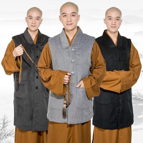 梵林秋冬伽蓝褂僧服长伽兰僧衣无袖长短褂和尚服短中长伽蓝褂男女