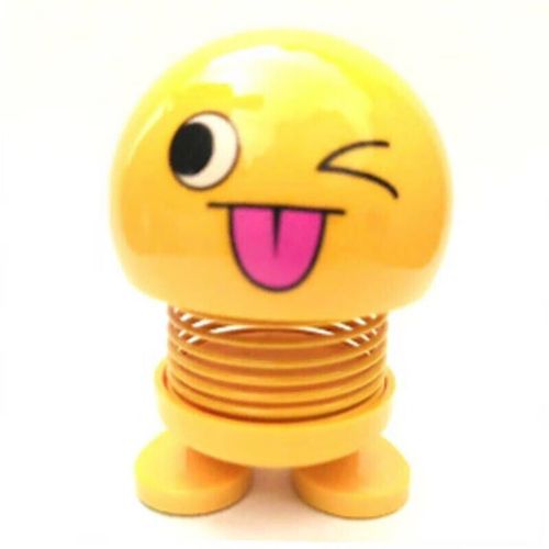 里的装饰品摆件q版笑脸娃娃表情包弹簧个性创意可爱小黄人车内 吐舌头