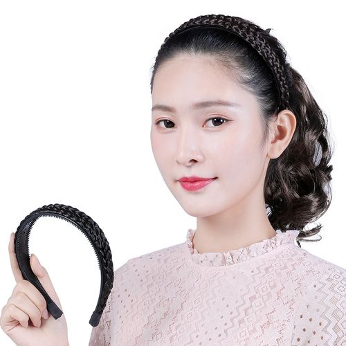 娇滴滴假发 高仿真双辫子发箍仙美 女时尚宽麻花辫头箍发饰品森系