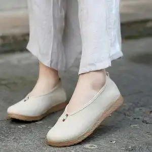 新淡雅老北京布鞋女居士鞋复古民族风茶艺师禅意女绣花鞋汉服鞋子