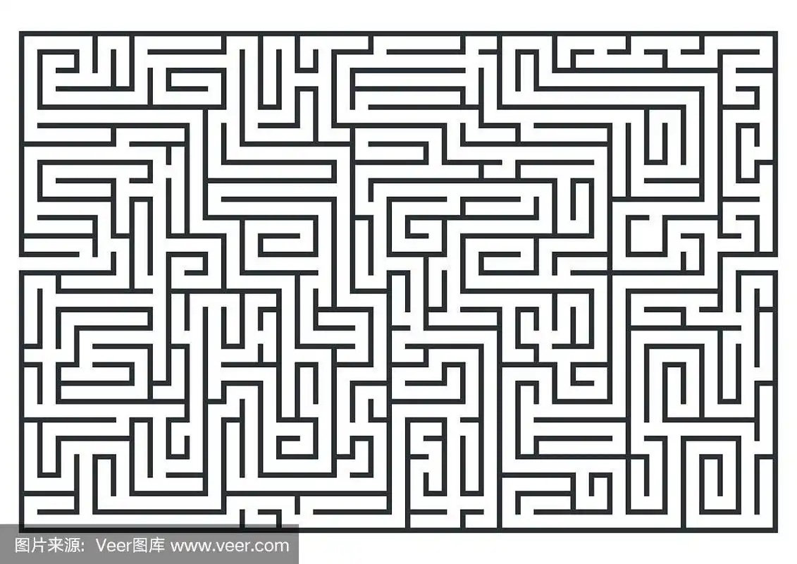 迷宫的插图,labrinth.孤立在白色背景上.中等难度.