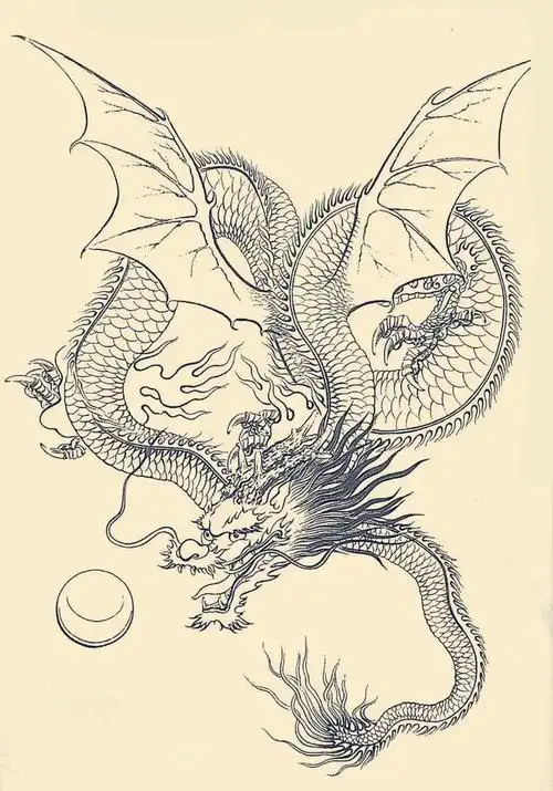 白描画稿:中华龙三十图谱