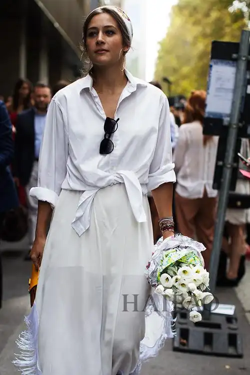 欧美街拍最in单品之白衬衫特辑:你眼中漫不经心的优雅都经过深思熟虑!