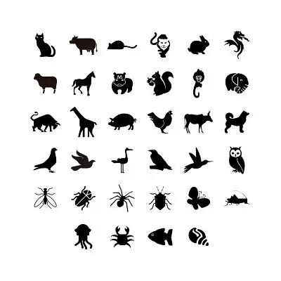 动物小动物剪影黑白鱼松鼠猴子png素材