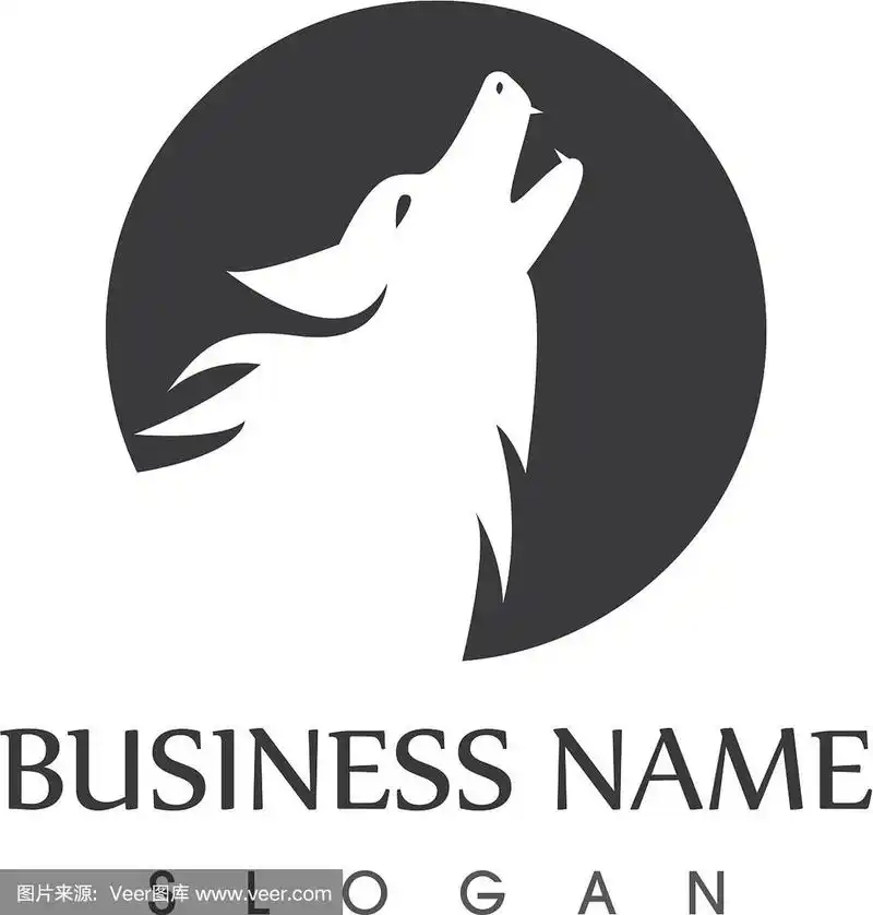 狼头剪影标志设计模板