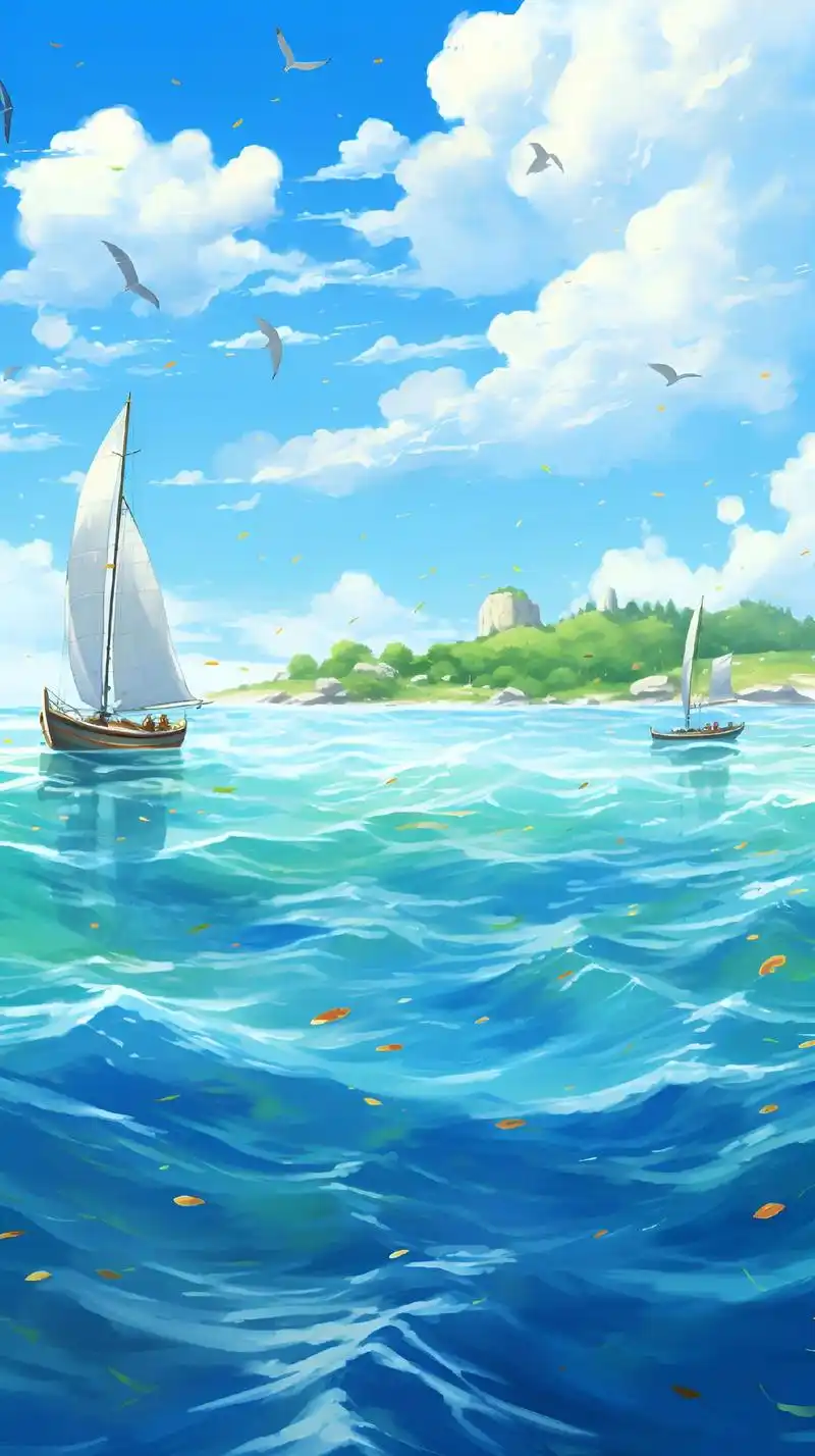 蓝天白云,帆船在海面荡漾!这样的的地方难道就不心动吗#风景  - 抖音